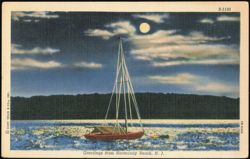 Sailboat on Water at Night, Moonlight Scene Postcard