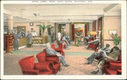 Hotel Lobby, Moor Mud Baths, Waukesha, Wisconsin Postcard