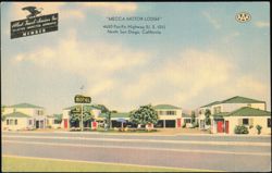 Mecca Motor Lodge, 4650 Pacific Highway, San Diego Postcard