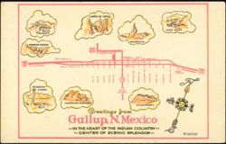Gallup, New Mexico Map, Indian Country Scenic Splendor Postcard