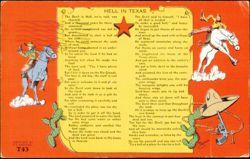 Hell in Texas Poem with Cowboy Illustrations Postcard