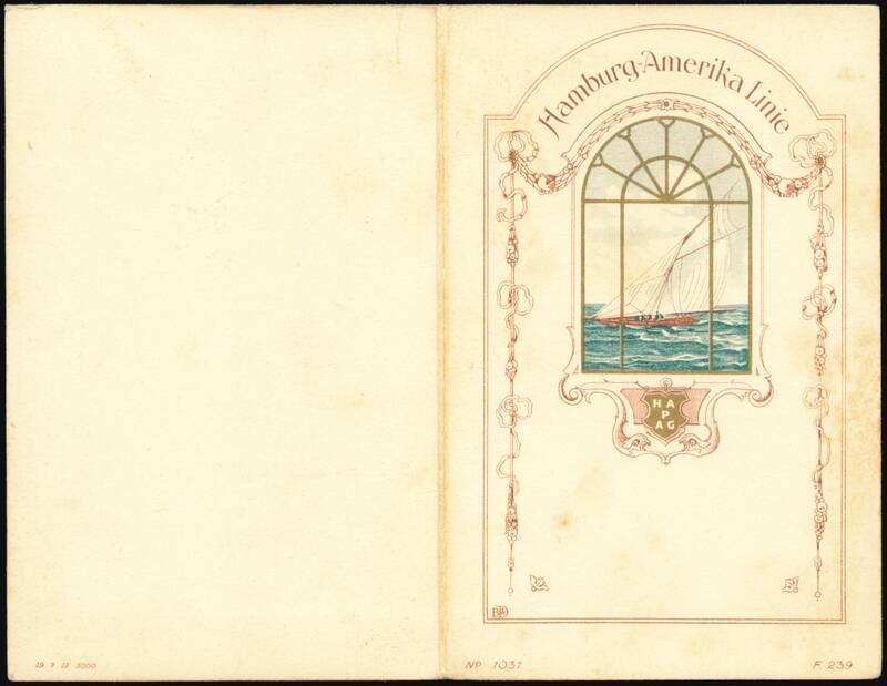 Hamburg-Amerika Linie Musikprogramm Dampfer Westphalia