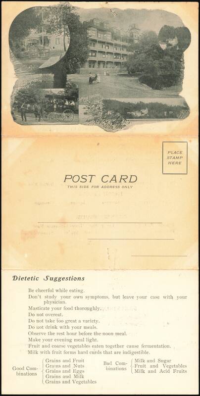 St. Helena Sanitarium Main Building, Dietetic Suggestions Saint Helena California