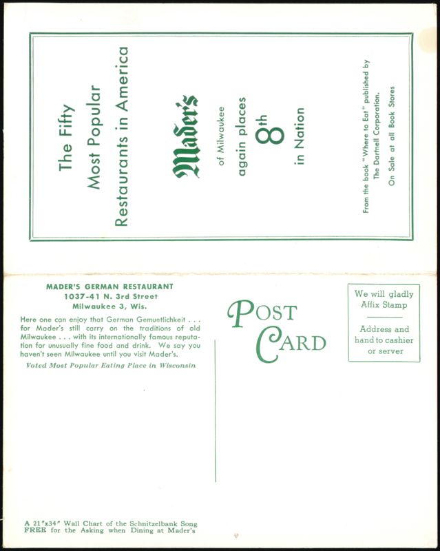 Mader's German Restaurant, 8th Most Popular in America