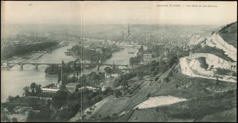 Rouen Panorama, Seine River, View from Bon-Secours France