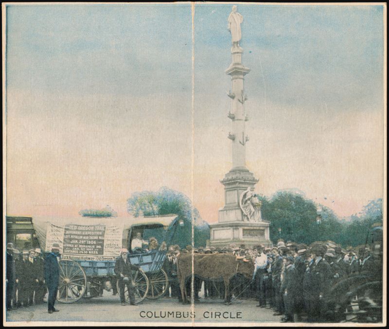 Columbus Circle, Ezra Meeker's Ox Wagon, Oregon Trail New York