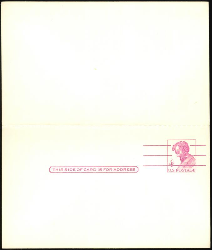 First Day of Issue 4¢ Postal Card Abraham Lincoln