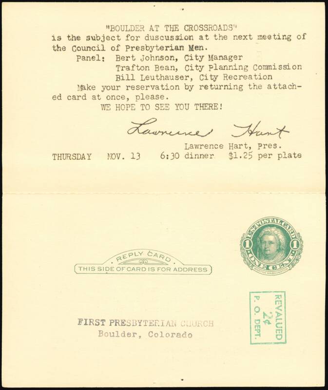 Boulder at the Crossroads Presbyterian Men's Dinner Invitation