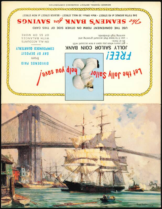 The Seamen's Bank for Savings, Great Admiral Ship, Brooklyn Bridge New York