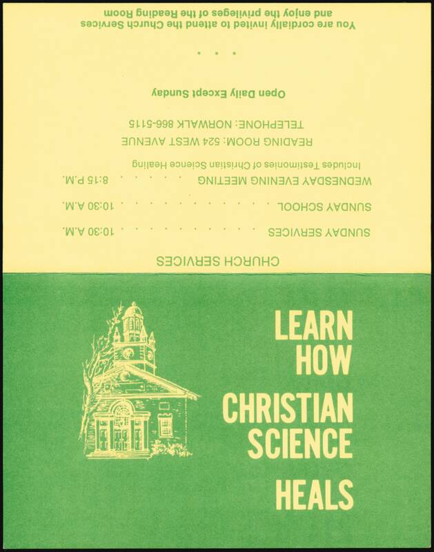 Christian Science Lecture Norwalk CT 1978 Learn How Heals Connecticut