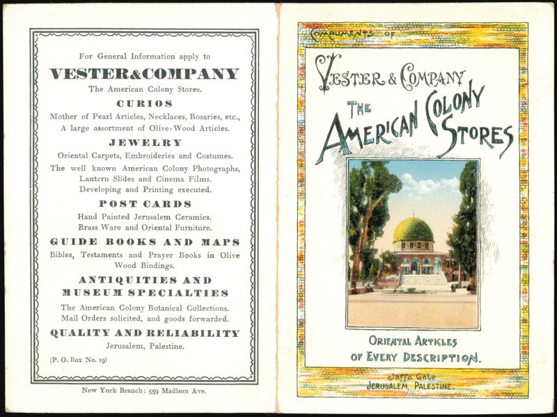 Vester & Company American Colony Stores, Jerusalem Map Palestine