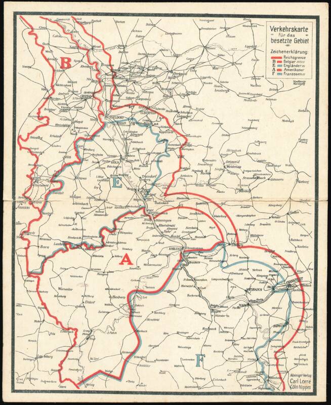 Traffic Map Occupied Territory Ruhr Germany Allied Zones