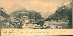 Engelberg Valley Town and Mountains Large Format Postcard