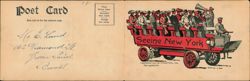 Seeing New York Sightseeing Bus, Birthday Greeting Large Format Postcard