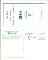 Mader's German Restaurant, 8th Most Popular in America Large Format Postcard