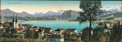 Luzern und die Alpen - Panoramic View Large Format Postcard