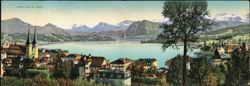 Lucerne & Alps, Lake Lucerne Panoramic View Large Format Postcard