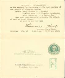 "Boulder at the Crossroads" Presbyterian Men's Dinner Invitation Large Format Postcard