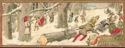 Season's Greetings Medieval Winter Logging Farm Journal Large Format Postcard