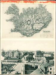Map of Iceland & Reykjavik City View Large Format Postcard