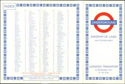 London Underground Diagram of Lines and Station Index 1970 Large Format Postcard