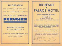 Perugia, Brufani & Palace Hotel, Perugina Chocolate Map Large Format Postcard
