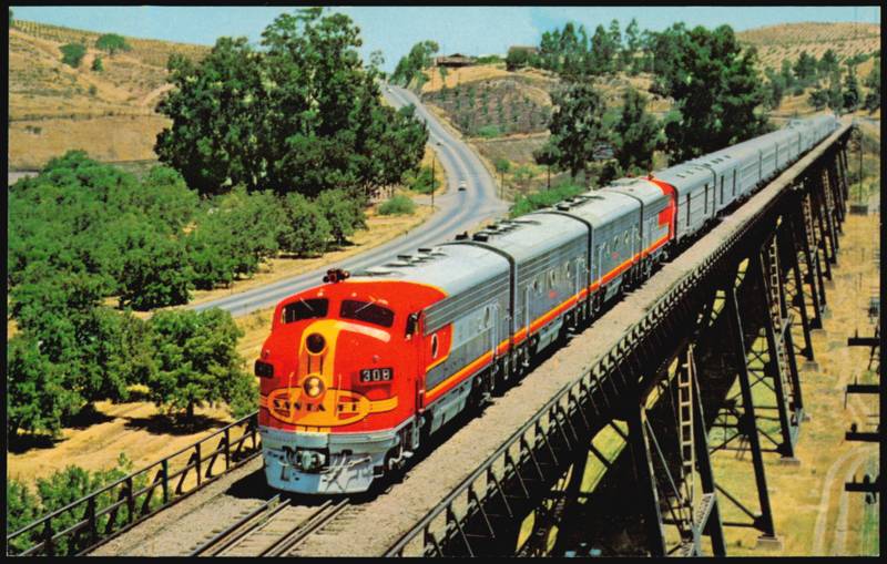 Santa Fe's San Francisco Chief in San Joaquin Valley California