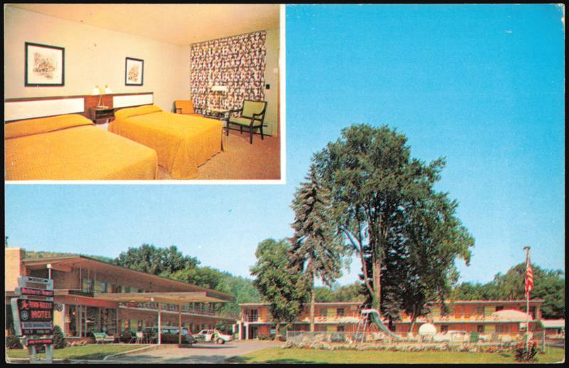 Penn-Wells Motel Exterior and Guest Room Interior Wellsboro Pennsylvania