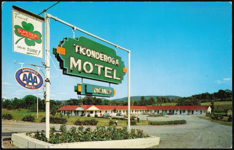 Ticonderoga Motel Roadside Sign & Units New York