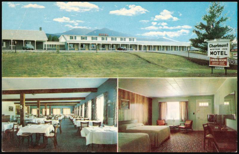 The Charlmont Motor Inn, Dining Room & Guest Room Twin Mountain New Hampshire