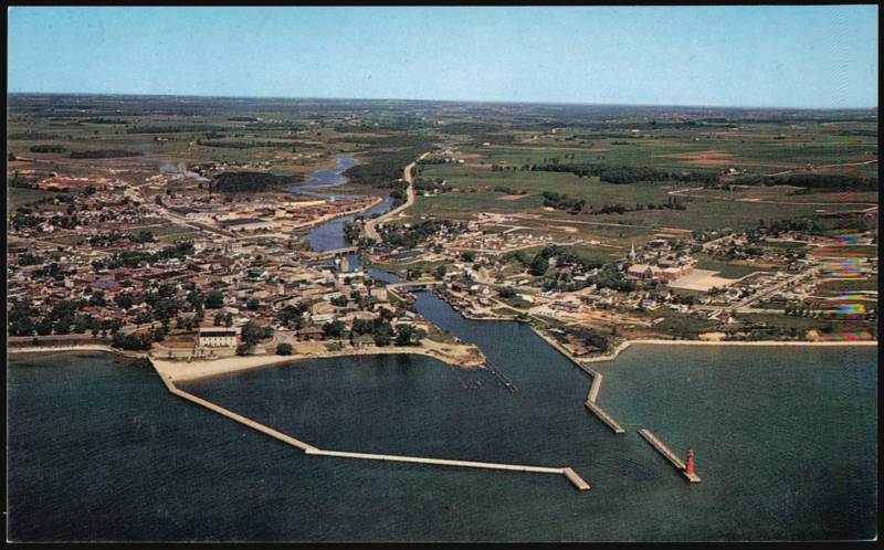 Wisconsin's Air-Conditioned City Aerial Harbor View Algoma