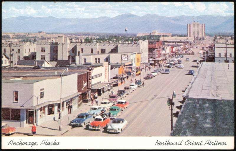 Northwest Orient Airlines Downtown Street View Anchorage Alaska