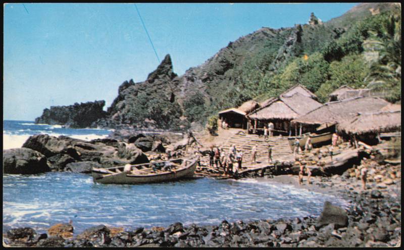 Pitcairn Islanders Launching Whale-Boat, Bounty Bay Pitcairn Islands