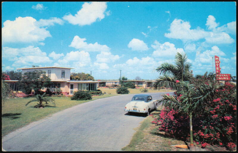 Royal Palms Motel Exterior with Vintage Automobile McAllen Texas