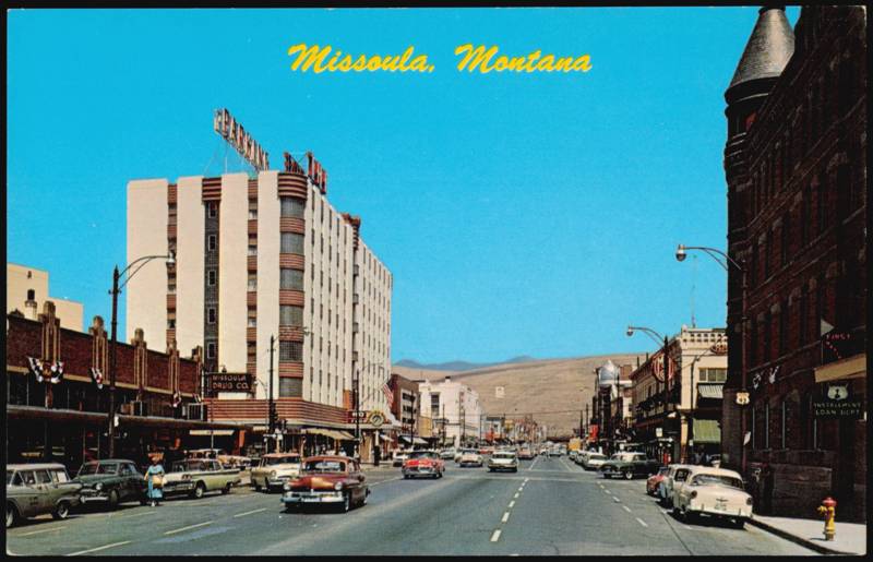 Higgins Avenue Looking North Downtown on U.S. 93 Missoula Montana