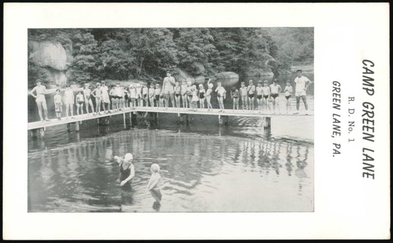 Camp Green Lane, Campers and Swimmers on Pier Pennsylvania