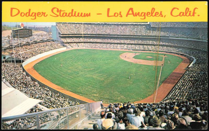 Dodger Stadium Opening Day 1962 Baseball Game View Los Angeles California