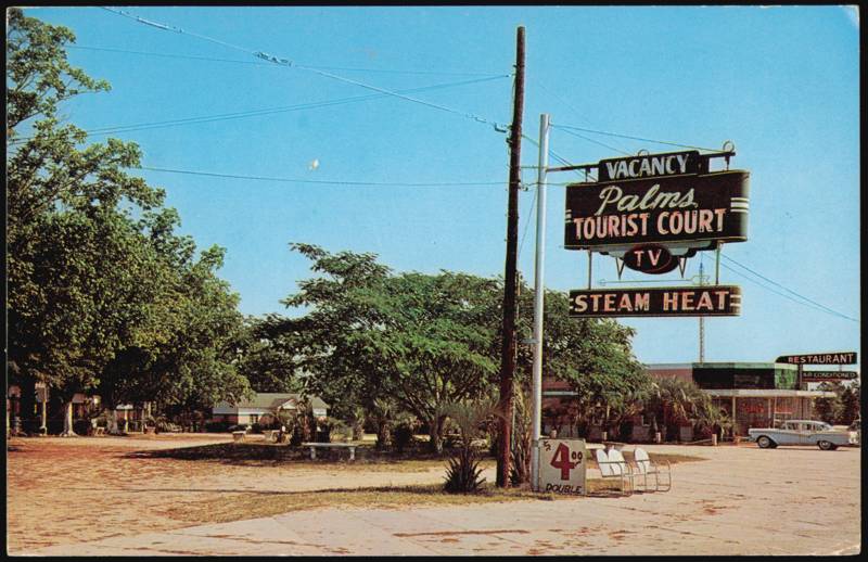 Palms Tourist Court and Restaurant Sign and Grounds Claxton Georgia