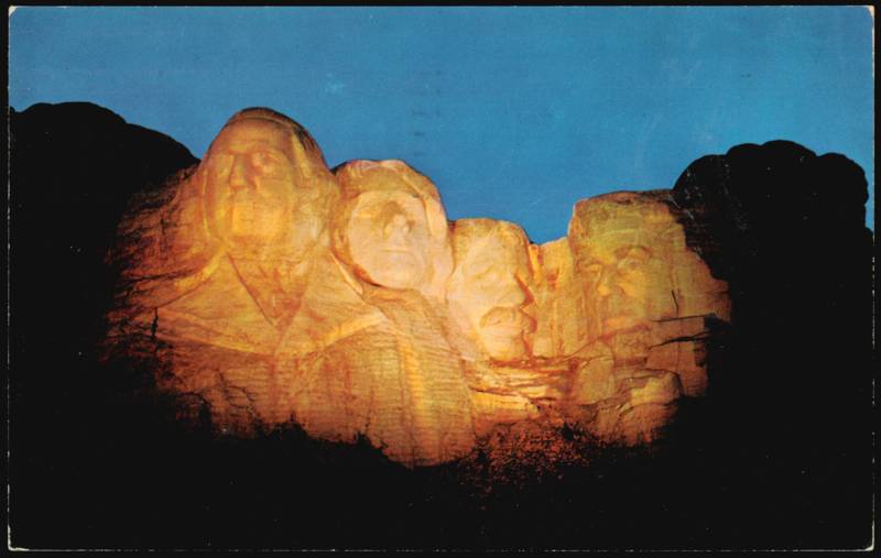 Night View of Mount Rushmore, Shrine of Democracy Keystone South Dakota