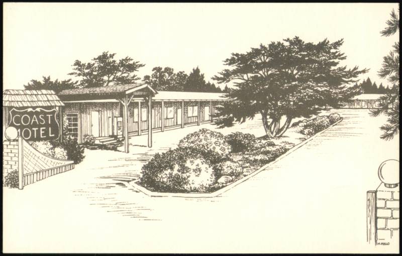 Coast Motel on Coast Highway 1 Illustration by M. Mello Fort Bragg California