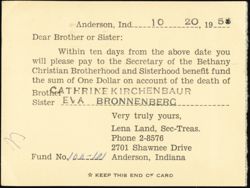 Bethany Christian Brotherhood Benefit Fund Notice Postcard