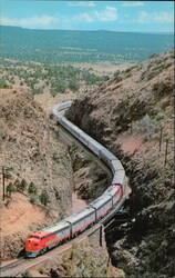 Gliding Through Apache Canyon, Santa Fe Railway Postcard