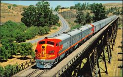 Santa Fe's San Francisco Chief in San Joaquin Valley Postcard