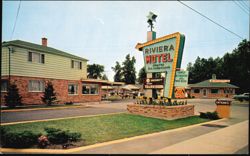 Riviera Motel, Pine Avenue Boulevard Postcard