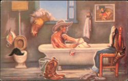 Cowboy's Saturday Night by Lon Megargee Postcard