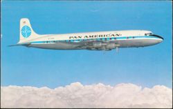Pan American Douglas DC-7B Clipper Airplane in Flight Postcard