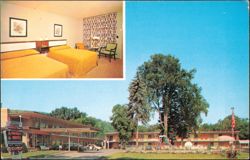 Penn-Wells Motel Exterior and Guest Room Interior Postcard