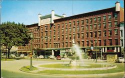 Hotel Woodruff and Public Square Fountain Postcard