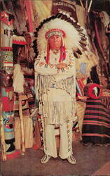Chief Half Moon in Regalia, Piute Tribe Postcard