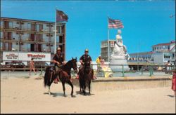 Mounted Patrol Stop by the Marine Memorial Postcard